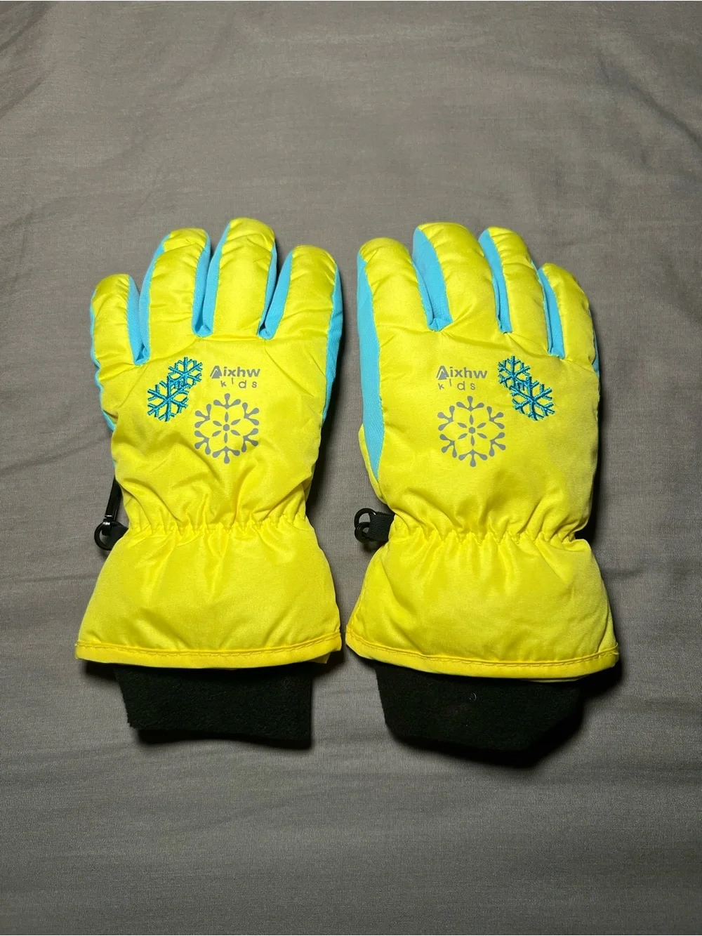 Aixhw Kids Bright Yellow & Blue Snow Gloves